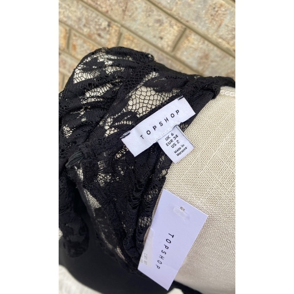 NWT Topshop Illusion Lace Yoke Long Sleeve Bodycon Dress - Picture 9 of 9